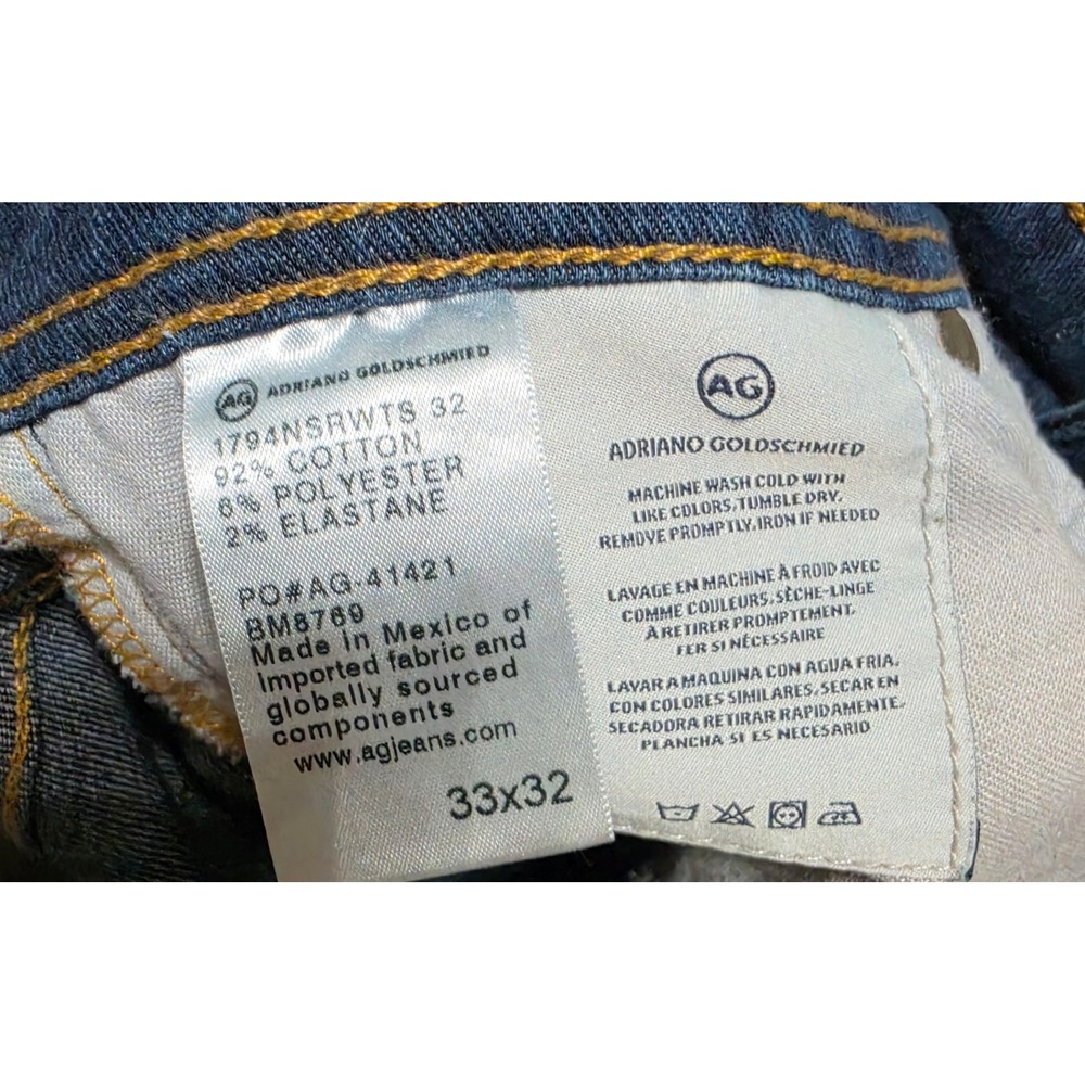 AG Adriano Goldschmied The Everett Slim Straight Mens Dark Wash Jeans 34x32 - Picture 9 of 10